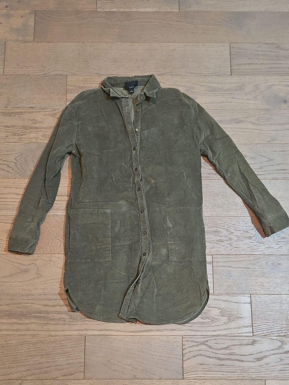Olive Green Long Button-Up Shirt Dress